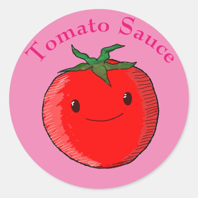 Adesivo Tomate De Cartoon Bonito Com Texto Rosa (Frente)