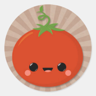 Adesivo Tomate Kawaii no Starburst Brown