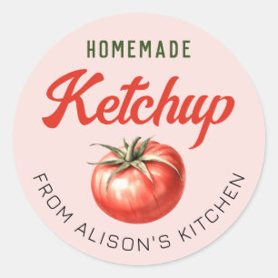 Adesivo Tomate Ketchup Rotulagem de conservas aquarela tom