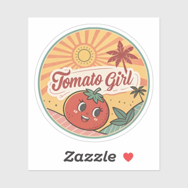 Adesivo Tomato Girl Summer | Retro Fruit Summer Sticker (Folha)