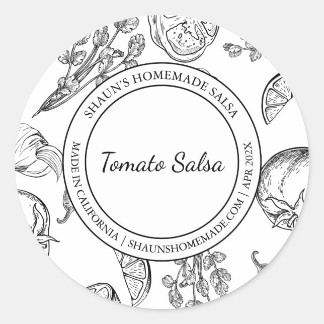 Adesivo Tomato Salsa Sketch Modern label (Frente)