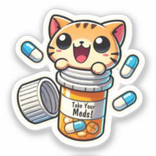 Adesivo Tome Seus Medicamentos! - Lembrete de Gatos Cutos