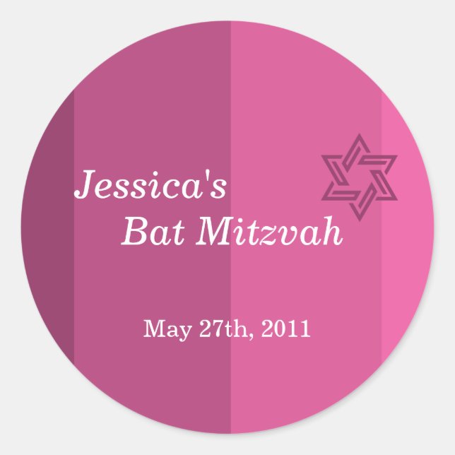 Adesivo Tonal Rosa Bat Mitzvah Sticker (Frente)