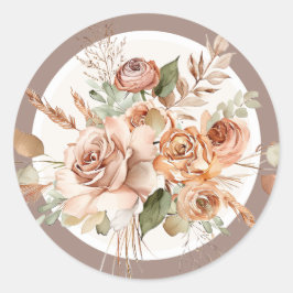 Adesivo Tonalidade Terrosa Clara Floral Rústica Boho Aquar