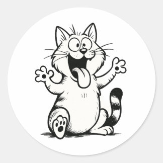 Adesivo "Tongue Out, Paws Up!" – Funny Cartoon Cat