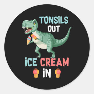 Adesivo Tonsils Out Sorvete Em Dino Dinossaur Tonsillecto