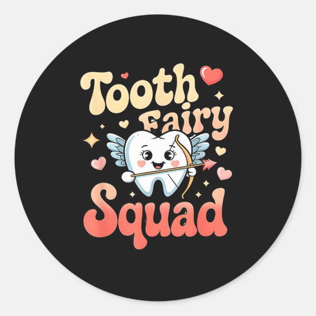 Adesivo Tooth Fairy Squad Cute Cud Tooth Retro Dental Humo (Frente)