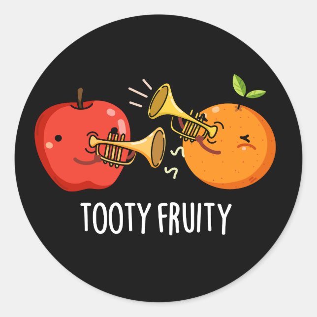 Adesivo Tooty Fruity Fruta Engraçado Músico Pun Dark BG (Frente)