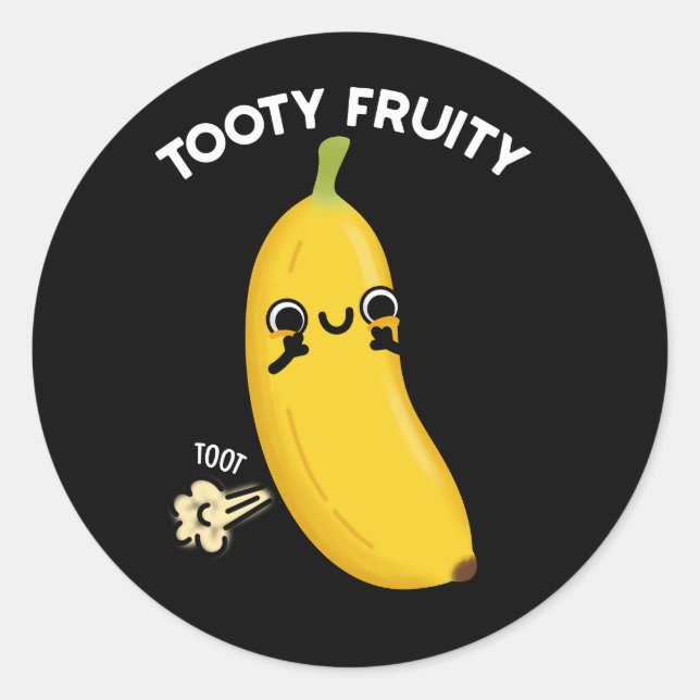 Adesivo Tooty Fruity Funny Banana Fruta Pun Dark BG (Frente)