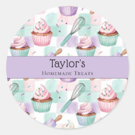 Adesivo Toper de Cupcake de Aquarela Lavanda Azul-Celeste