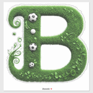 Adesivo Topiária de grama verde com letra B e bola de fute