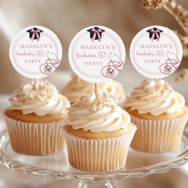 Adesivo Topo de Cupcake de Formatura Coquete Rosa Enfermei (Criador carregado)
