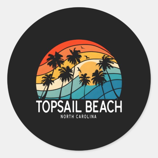 Adesivo Topsail Beach North Carolina Palm Tree Beach (Frente)