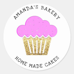 Adesivo Torna o Cupcake doce Literatura Vegan Bakery Rosa