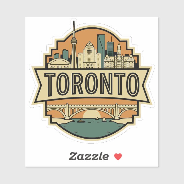 Adesivo Toronto Skyline Canada Vintage Travel Badge  (Folha)