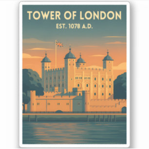 Adesivo Torre de Londres Vintage Viagem Reino Unido Cenári