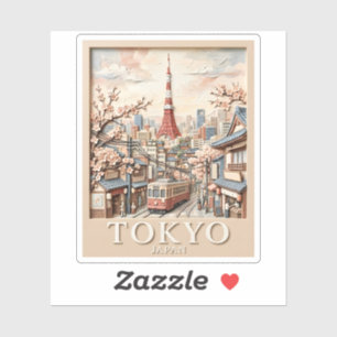 Adesivo Torre de Tóquio Paisagem Urbana Japão Sakura Viage