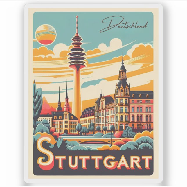 Adesivo Torre de TV de Stuttgart - presente da Alemanha (Frente)