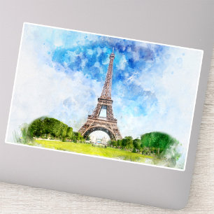 Adesivo Torre Eiffel Aquarela Arte de Impressão da Silhuet