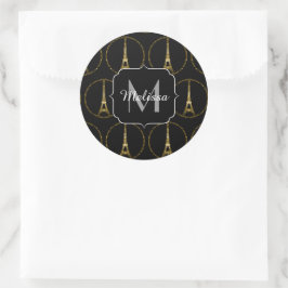 Adesivo Torre Eiffel brilho dourado brilha Monograma Preto