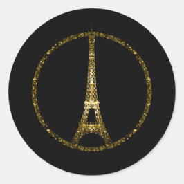 Adesivo Torre Eiffel brilho dourado brilha no preto