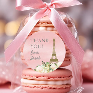 Adesivo Torre Eiffel de Ouro Rosa de Aniversário Obrigado