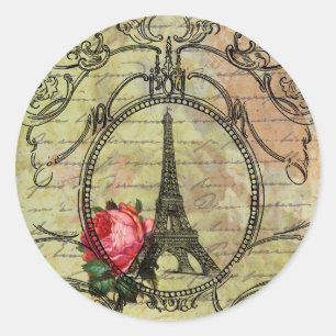 Adesivo Torre Eiffel de Paris e Rosa vermelha Steampunk