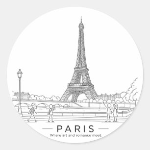 Adesivo Torre Eiffel Paris Arte de Linha Arquitetônica