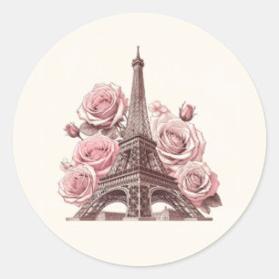 Adesivo Torre Eiffel Paris e Rosas Rosa