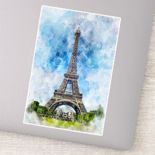Adesivo Torre Eiffel Paris França Aquarela