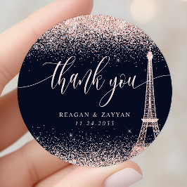 Adesivo Torre Eiffel Paris Rosa Dourado Casamento Agradeci