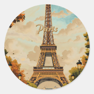 Adesivo Torre Eiffel Paris Viagem Estilo Vintage Arte Retr