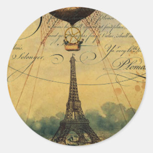 Adesivo Torre Eiffel Steampunk e balão de ar quente