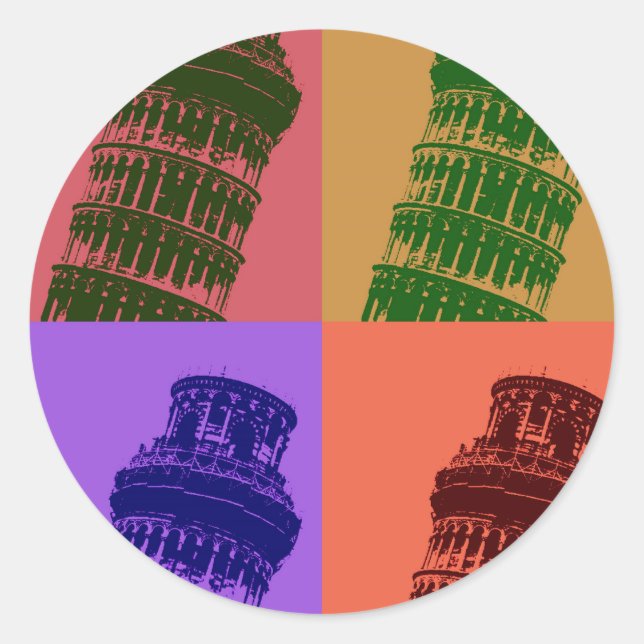 Adesivo Torre inclinada de Pisa Pop Art (Frente)