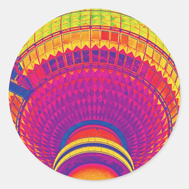 Adesivo Torre Tv (Fernsehturm), Berlim, Cor Arco-Íris (tv) (Frente)