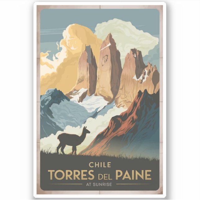 Adesivo Torres del Paine Chile Illustration Travel Art (Frente)