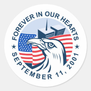 Adesivo Torres gêmeas de bandeiras de águia americana em