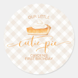Adesivo Torta de abóbora Cutie Pie Outono xadrez Primeiro