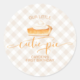 Adesivo Torta de abóbora Cutie Pie Outono xadrez Primeiro 