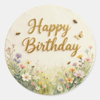 Adesivo Torta de Aniversário com Topo de Prado de Flores S