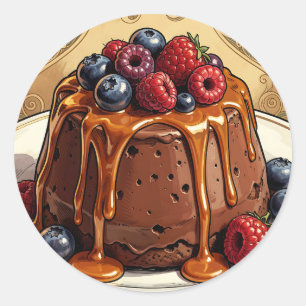 Adesivo Torta de Chocolate Caramelo e Frutas Decadente