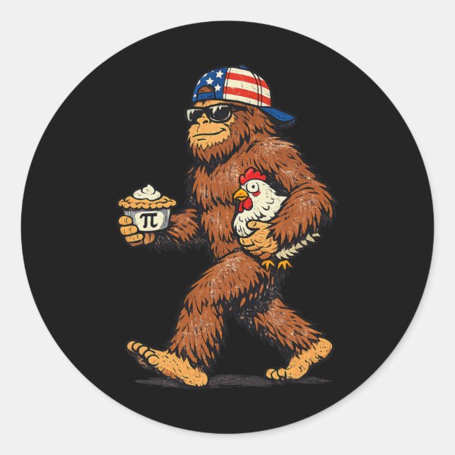 Adesivo Torta de Frango Sasquatch Pi Dia Engraçado  (Frente)