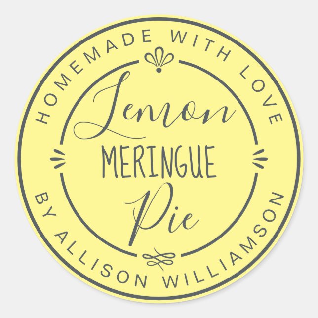 Adesivo Torta de Limão com Merengue Amarelo Moderna Rústic (Frente)