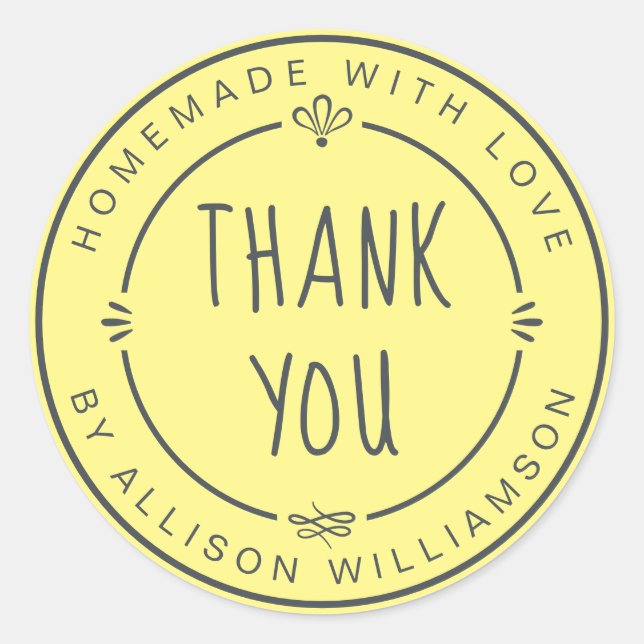 Adesivo Torta De Maçã Caseira Rústica Amarelo Pastel  (Frente)