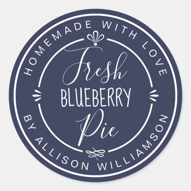 Adesivo Torta De Mirtilo Azul Fresca Caseira Moderna Rústi (Frente)