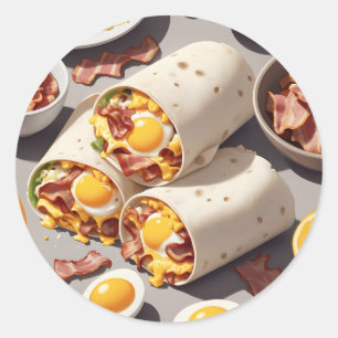 Adesivo Tortilha de Bacon Ovo Queijo para o Café da Manhã