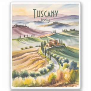Adesivo Toscana Colinas Ondulantes Paisagem Aquarela Viage