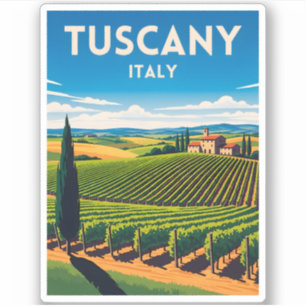 Adesivo Toscana-de-Viagens vintage Itália Vineyard