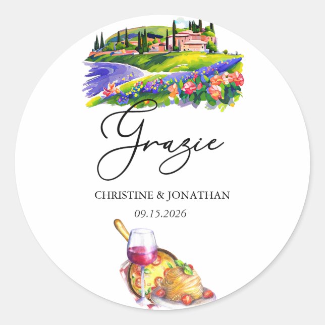 Adesivo Toscana Itália | Comida Italiana | Obrigado Favor (Frente)