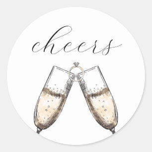 Adesivo Toste Bubbly Champanhe Elegante Chuveiro de Noiva